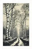 path with birch trees tattoo design idea