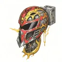 a  combination of elements from the reality tv shoe 'survivor' and power rangers. central focus is thesurvivor torch tattoo design idea