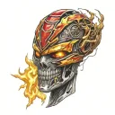 a  combination of elements from the reality tv shoe 'survivor' and power rangers. central focus is thesurvivor torch tattoo design idea