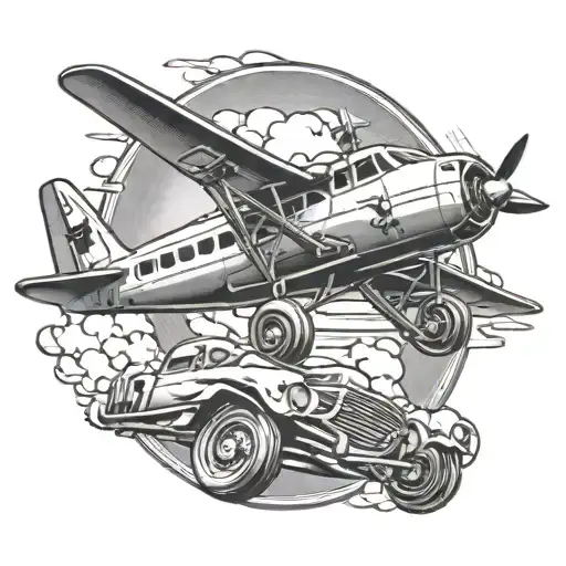 Wheels up and an airplane flying tattoo design idea