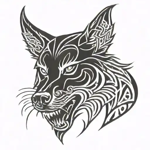 demonic wolf face tattoo design idea