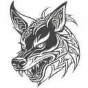 demonic wolf face tattoo design idea
