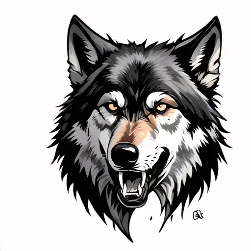 magnum with wolf howling tattoo design idea