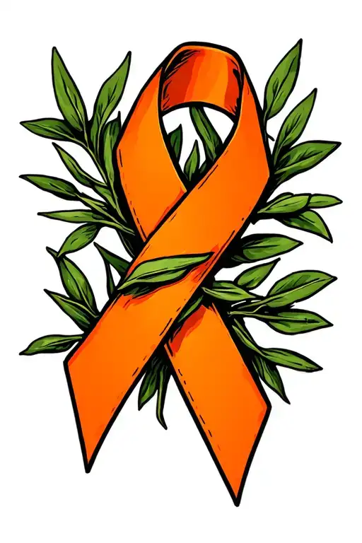 Cancer orange cancer ribbon wrapped in olive tree banches discreetly add the word forza tattoo design idea