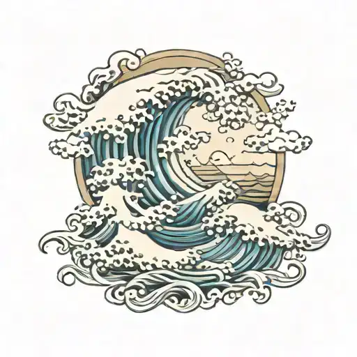 Sierra and pacific ocean waves tattoo design idea