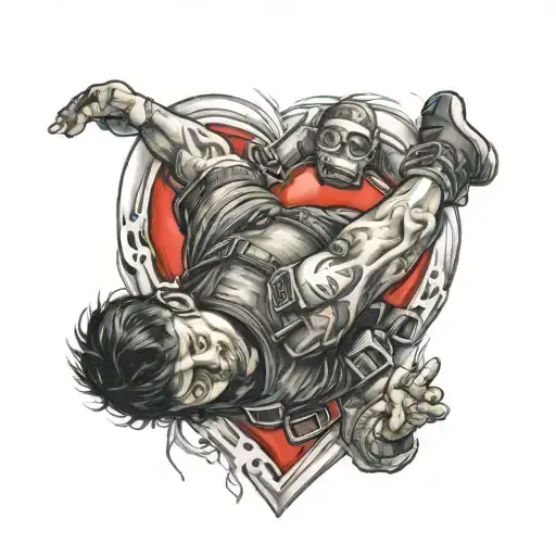 skydive CPR heart tattoo design idea
