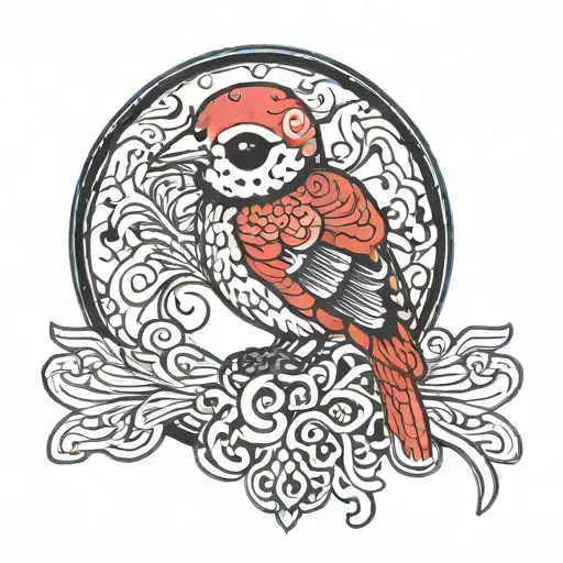 skeleton key shaped like wren tattoo design idea