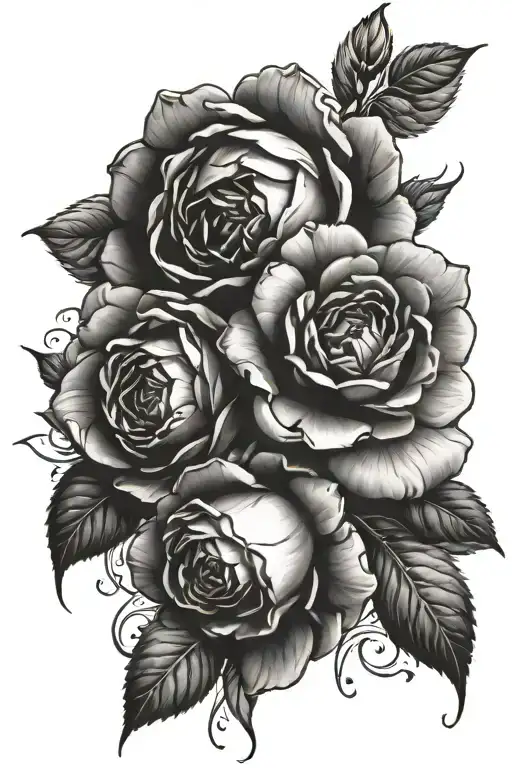 roses, Camellia represnting parents paint to represent my kids tattoo design idea