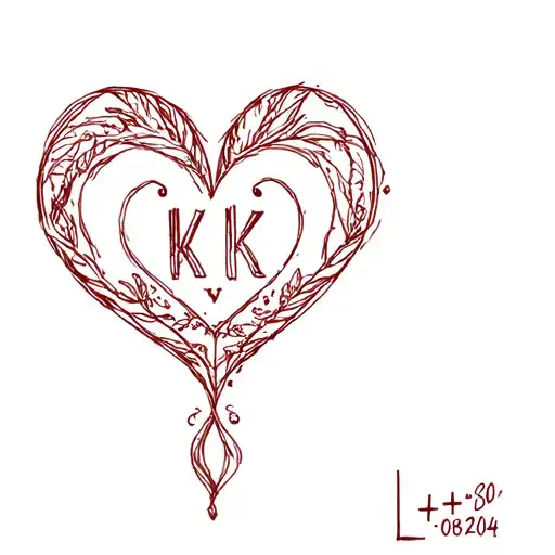 date 30.08.24 heart in it letters L+K tattoo design idea