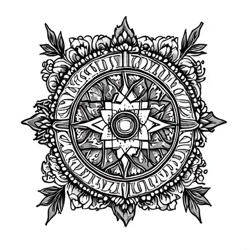 a sleeve for an arm that contains cultural pattern of russian, ukrainian, estonia and jewish folklore tattoo design idea