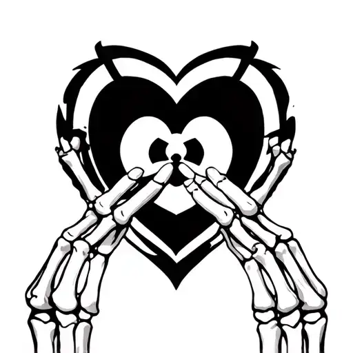 skeleton hands heart radiation symbol tattoo design idea