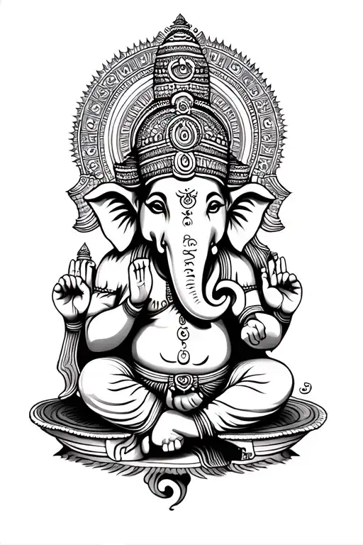 Ganesh with Om Gan Ganapataye Namah Shivaya Written tattoo design idea