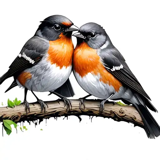 Two Robins tattoo design idea