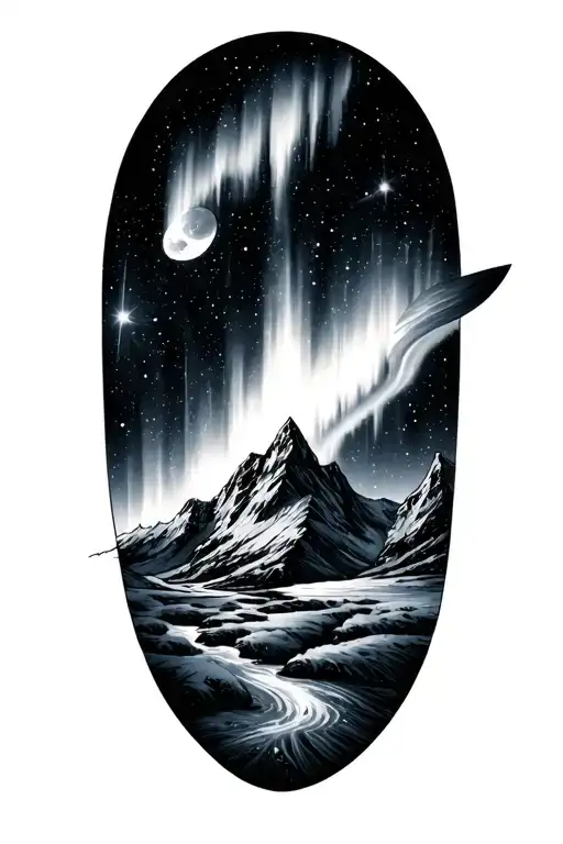 alaska big dipper Northern lights tattoo design idea