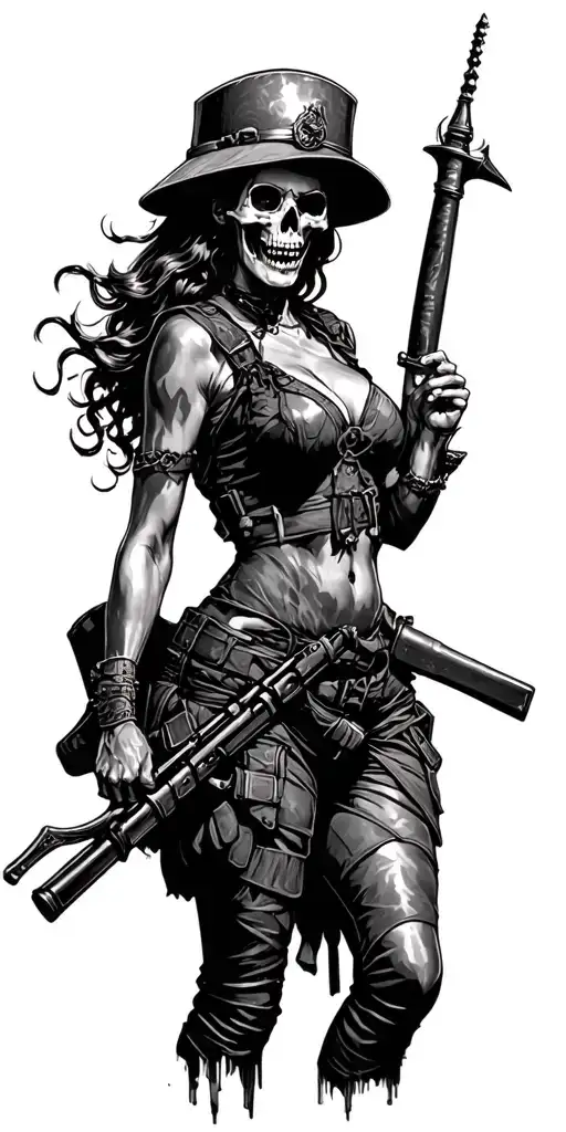 Dead Infantry Queen of Battle scene World War II tattoo design idea