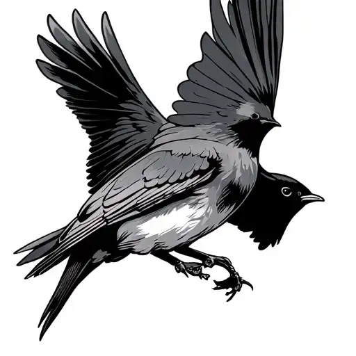 robin flying tattoo design idea