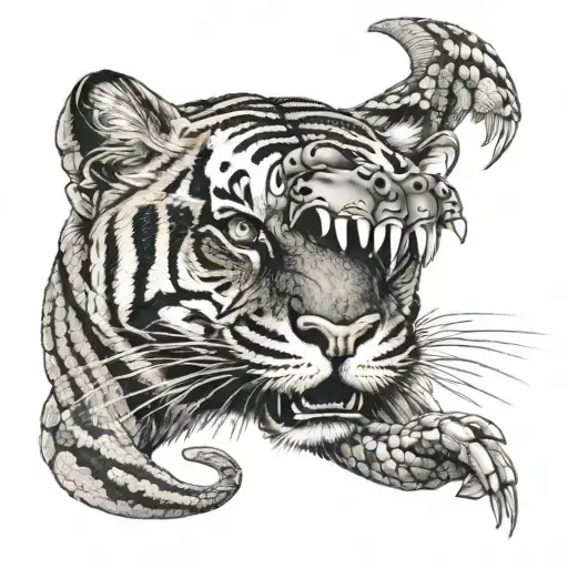 tiger king cobra tattoo design idea
