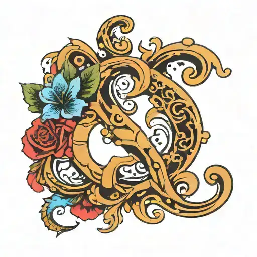 number 6, G music note, Aquarius zodiac sign, "Mark Anthony" tattoo design idea