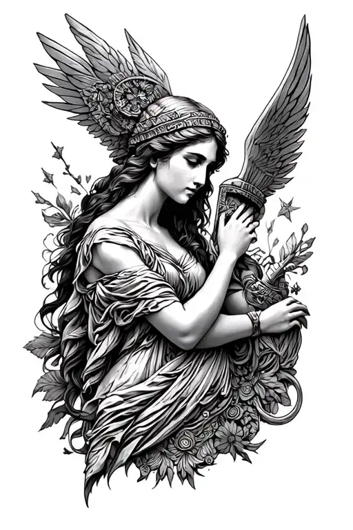 Artemis apollo athena greek goddess surrounded tattoo design idea