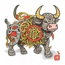 ox with bamboo intertwined representing vietnam  tattoo design idea