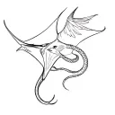 eagle ray and a snake intertwined tattoo design idea