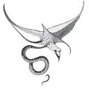 eagle ray and a snake intertwined tattoo design idea