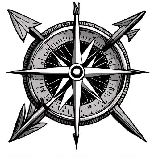 compass with arrows pointing to north west tattoo design idea