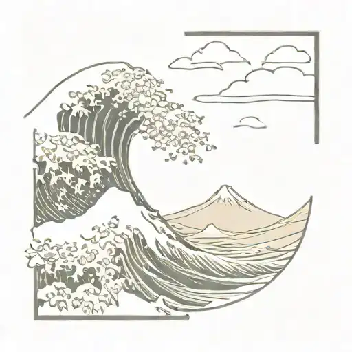 the great wave with Mount Fuji in the background tattoo tattoo design idea