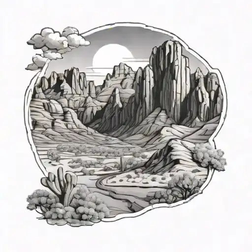 superstition mountain landscape tattoo design idea