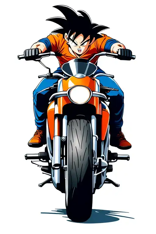goku motorcycle wheelie facing forward tattoo design idea