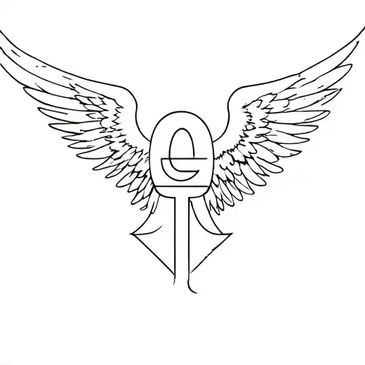 archangel with symbol G>^v tattoo design idea