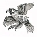 a falcon with its wings spread wide with a number plate saying W088LE on its chest tattoo design idea
