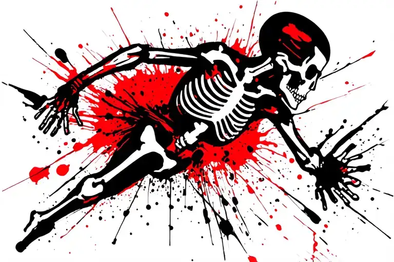 running skeleton tattoo design idea