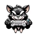 Tasmanian Devil cartoon holding ps4 controller tattoo design idea