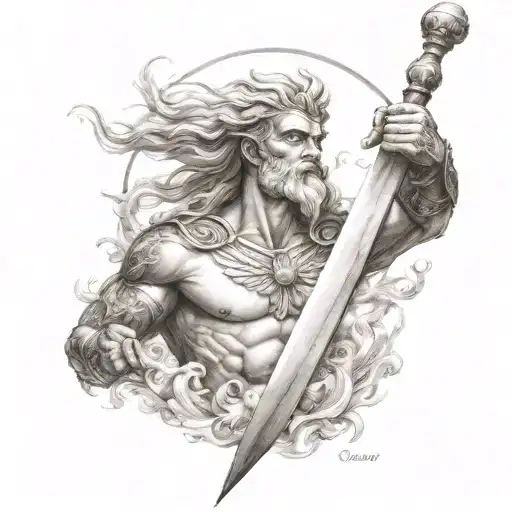 spear of poseidon god Hermes tattoo design idea