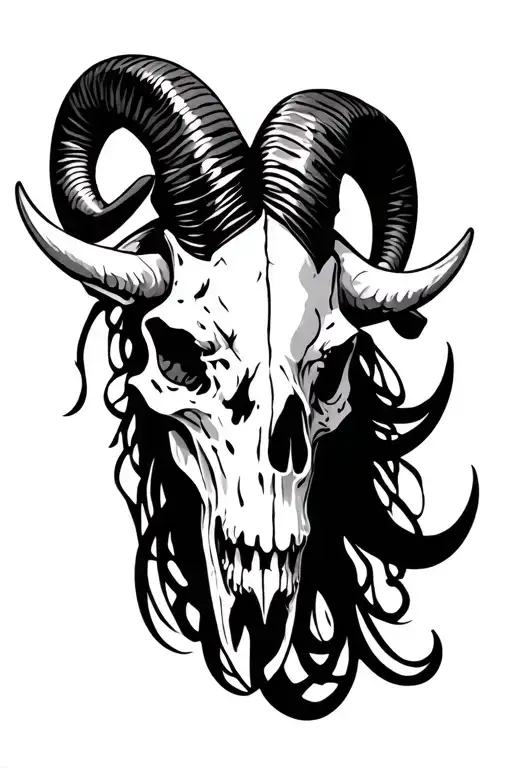 satanic Aries ram skull sleave tattoo tattoo design idea