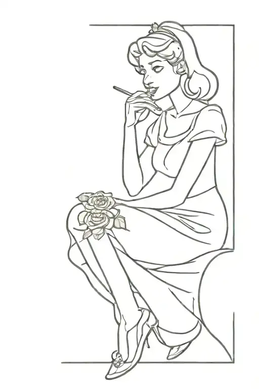 cinderella staying on rose smoking weed tattoo design idea