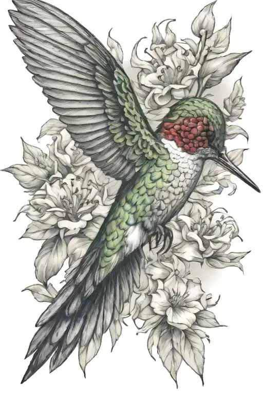 masculine hummingbird flying tattoo design idea