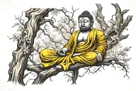tree budha sitting tattoo design idea