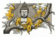 tree budha sitting tattoo design idea