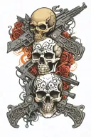 skull guns intertwined tattoo design idea