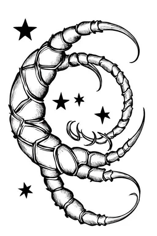 Scorpion, moon, stars, Celtic symbol of the family tattoo design idea