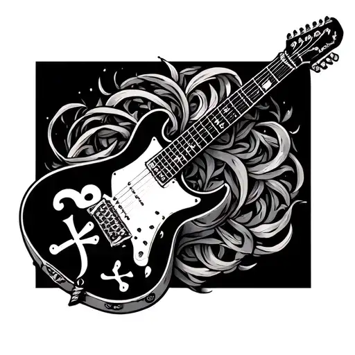 Chi Rho guitar intertwined tattoo design idea