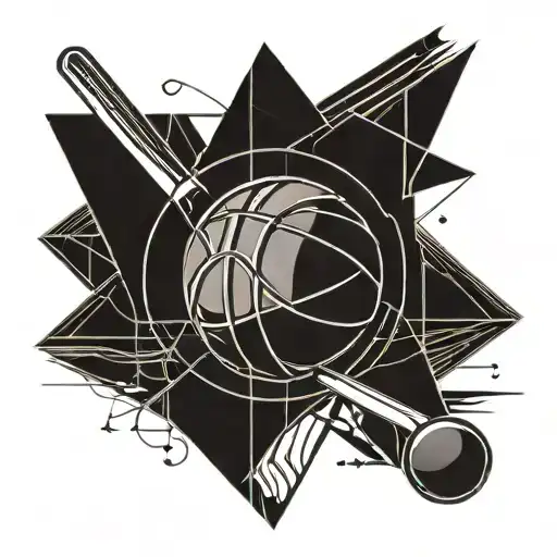 A minimalist tattoo of a basketball with a fork and knife crossed behind it  tattoo design idea