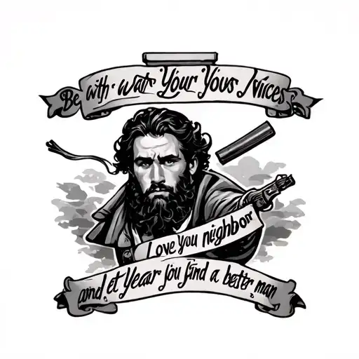 Be at war with your vices, love your neighbor, and let each year find you a better man tattoo design idea