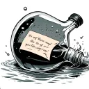 message in a bottle floating tattoo design idea