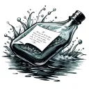message in a bottle floating tattoo design idea
