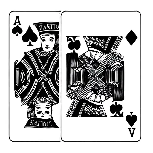 ace of spades card and king of hearts card together  tattoo design idea
