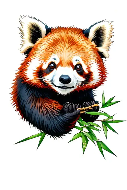 red panda bamboo tattoo design idea