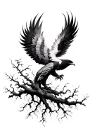 phoenix with a life tree branch full back tatto tattoo design idea